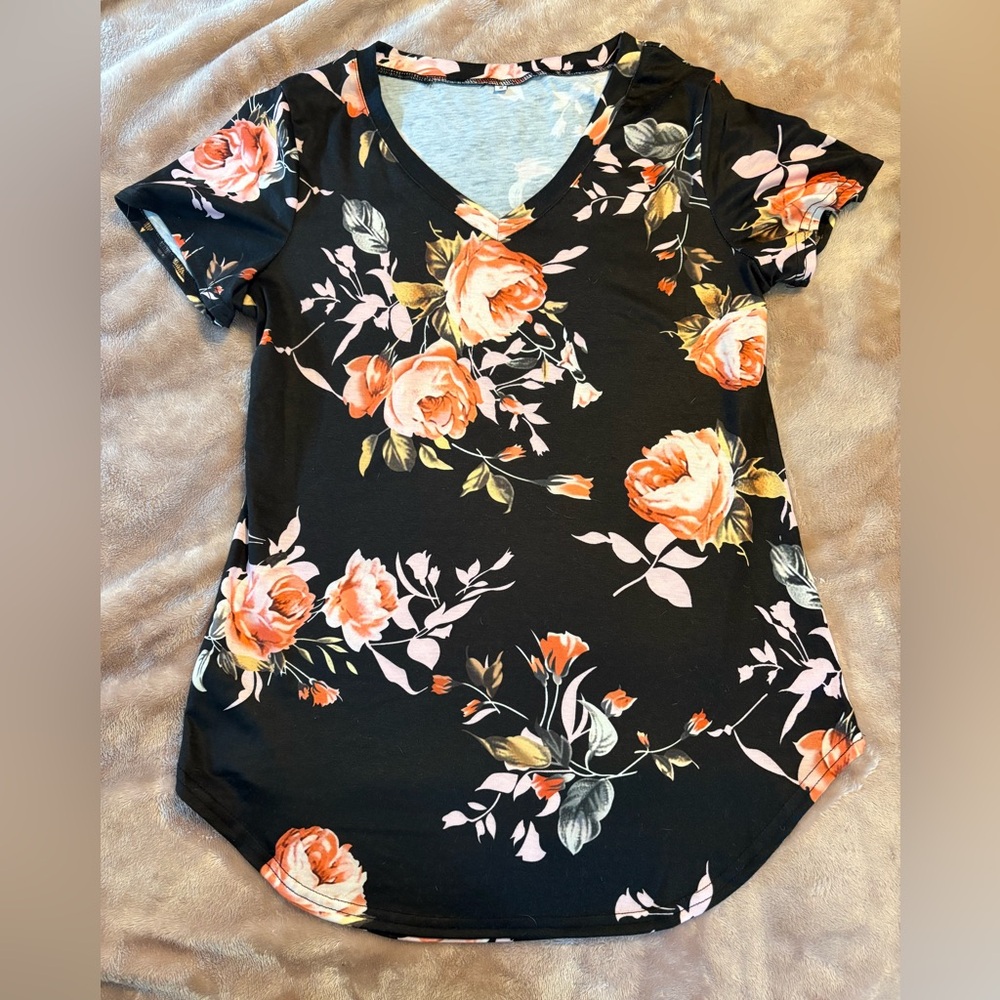 Floral V-Neck Women Top